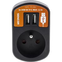 SENCOR SPC 70 BK utičnica + USB punjač za mobilni